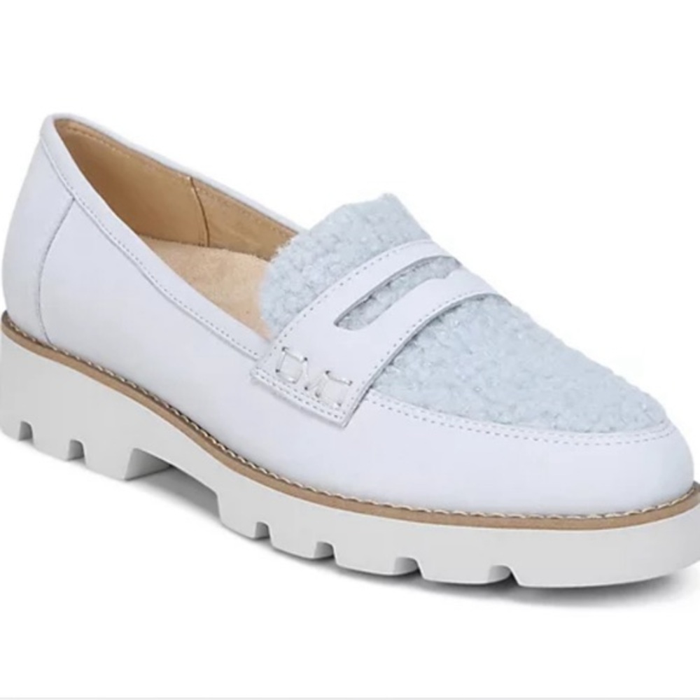 Vionic Cheryl Tan Sherpa Suede Nubbuck Loafer Arctic Ice Size 7.5 B61